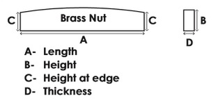 NTB-02 порожек Gibson style 43.5х8х5 мм, с прорезями под струны, латунь. Hosco
