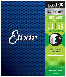 19106 OPTIWEB Комплект струн для 7-струнной электрогитары, Medium 11-59, Elixir