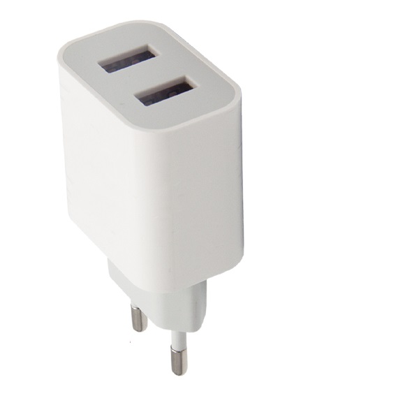 00-00018570 Сетевое зарядное устройство GP2U 2USB 2.4A 12W, белый, GoPower
