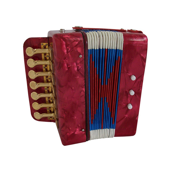 UC102-R Аккордеон кнопочный сувенирный (размер:	1/8), красный, с футляром, Aurus