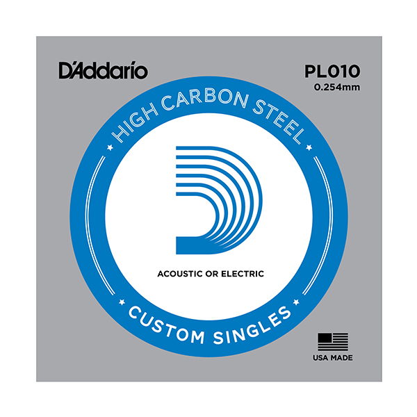 PL010 PLAIN STEEL Отдельная стальная струна без обмотки 0.010" D`Addario