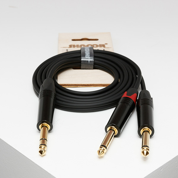 JS2JM-1,5m Y-кабель 6,3 мм стереоджек - 2 моноджека 6,3 мм, 1,5 м. SHNOOR