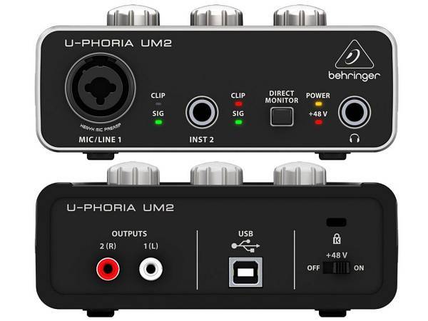 UM2 U-PHORIA Внешняя звуковая карта USB для записи и воспроизведения звука на компьютере. Behringer