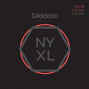 NYXL1074 NYXL Комплект струн для 8-струнной электрогитары, никелированные, LTop/HBottom, 10-74, D'Ad