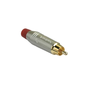 (INV) AMPHENOL ACPR-SRD - разъем кабельный, RCA, цвет серый, с красным кольцом, покрытие контактов золото