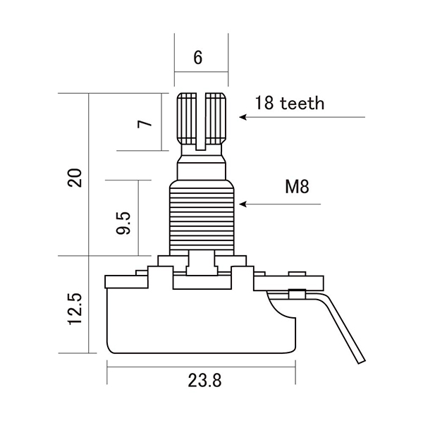 H-CTS-A250MM Потенциометр A250K (лог), метрический, Hosco