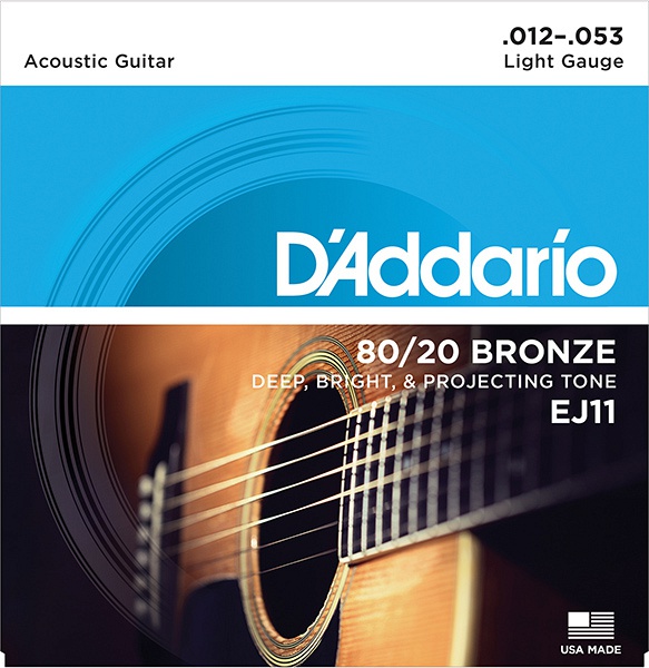 EJ11 BRONZE 80/20 Струны для акустической гитары бронза Light 12-53 D`Addario