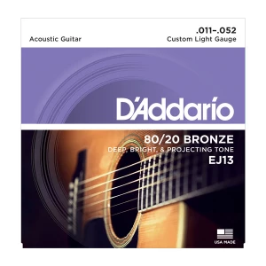 (INV) D'ADDARIO EJ13 - струны для акустической гитары, 11-52, бронза, 80/20 CUSTOM LIGHT