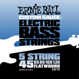 P02810 струны для 5-струнной бас-гитары Flat Wound Bass 5 (45-65-80-100-130).  Ernie Ball 