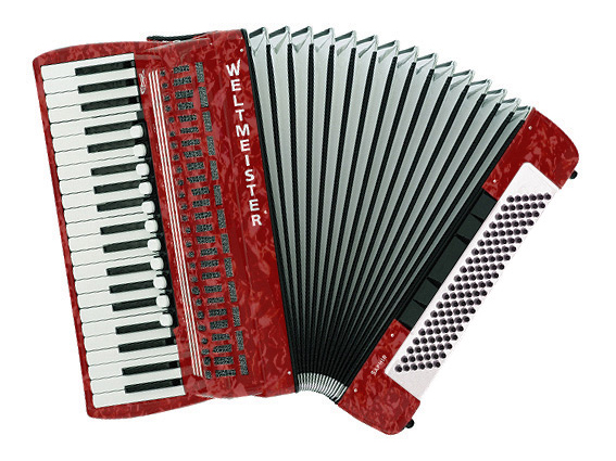 Saphir-IV-120/41-RD Saphir Аккордеон 41/120/IV/11/5, красный, с ремнями и чехлом, Weltmeister