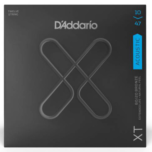 XTABR1047-12 XT Комплект струн для 12-струнной акуст.гитары, бронза, 10-47, с покрытием, D'Addario