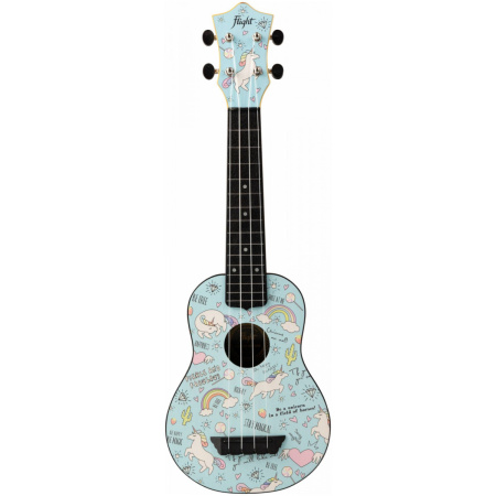 TUS-40 UNICORN Укулеле Travel, сопрано, верхняя дека липа, корпус пластик, рисунок единорог, FLIGHT 