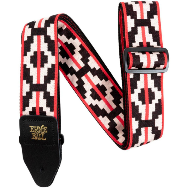 P05322 Ristra Red Ремень для гитары, полипропилен, кожаные наконечники. ERNIE BALL