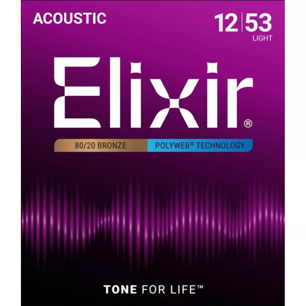 11102 NANOWEB Струны для акустической гитары, Medium, бронза 80/20, 13-56, Elixir