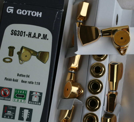 SG301-H.A.P.M. 04 G 3+3 колки локовые, Золото. Gotoh (Made in Japan)