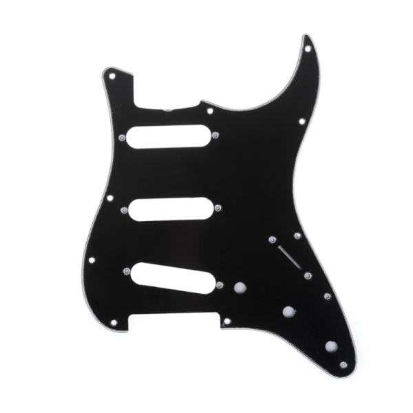 MX1388BK Пикгард для гитары Fender Stratocaster SSS, 3 слоя, черная, Musiclily