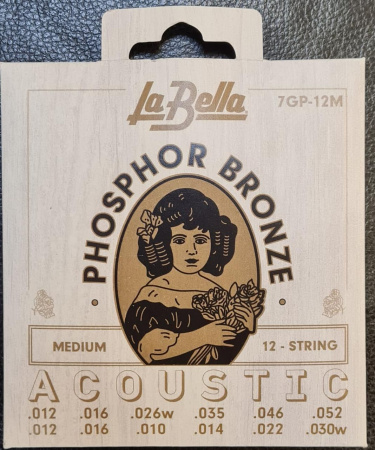 7GP-12M Phosphor Bronze Комплект струн для 12-струнной акустической гитары, ф\б, 12-52, La Bella