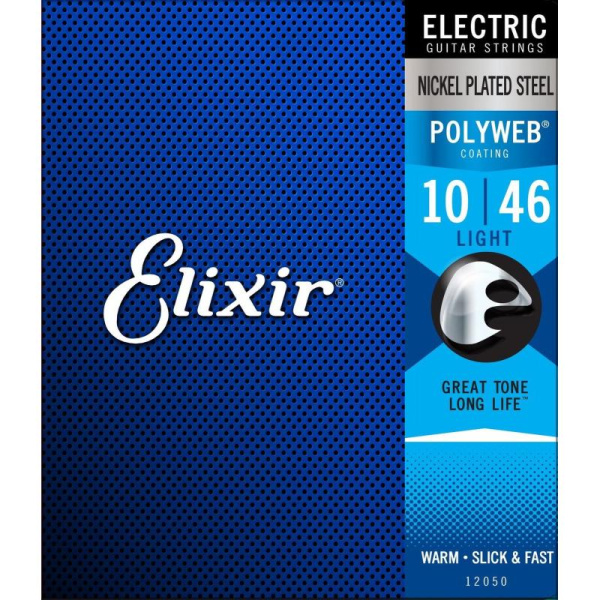 12050 POLYWEB Комплект струн для электрогитары, Light, никелированная сталь, 10-46, Elixir