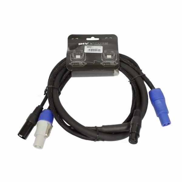 ADPC1002 Кабель смежный 3х1.5мм2 , 2х0.22мм2 PowerCon in/out - XLR DMX in/out 2 м, INVOTONE 