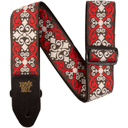 P04695 Red Trellis Ремень для гитары, полипропилен, кожаные наконечники. ERNIE BALL