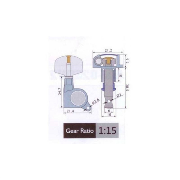AE-016JP Комплект 3+3 колковой механики, золото, Alice