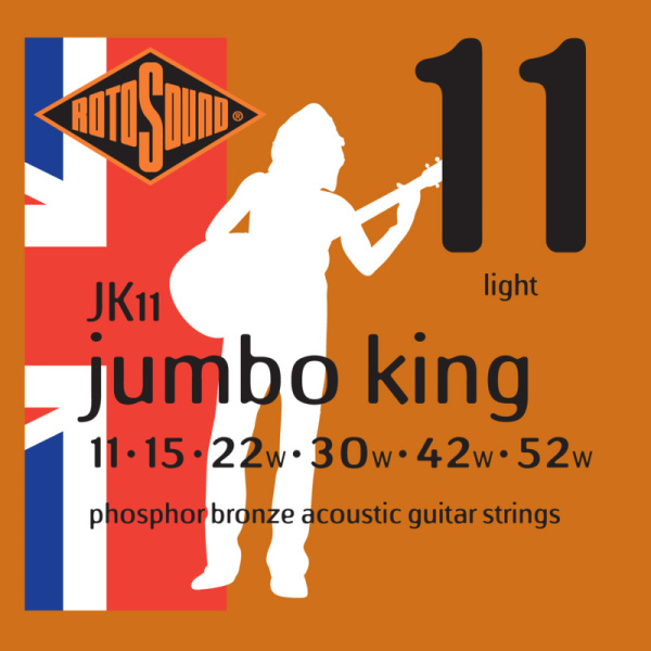 JK11 STRINGS PHOSPHOR BRONZE струны для акустической гитары 11-52. ROTOSOUND