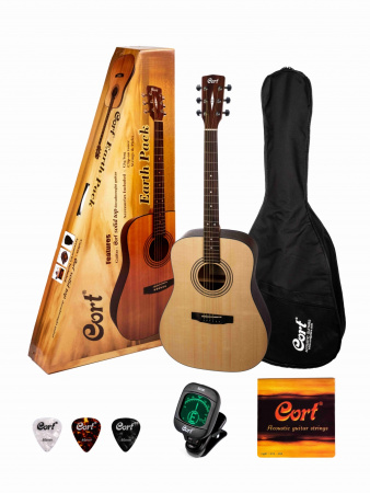 EARTH PACK-OP Earth Series Акустическая гитара+аксессуары, цвет натуральный, Cort
