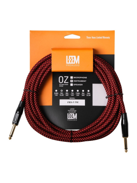 FRS-5(RD/BK) Кабель инструментальный, красный/черный, 5м, Leem