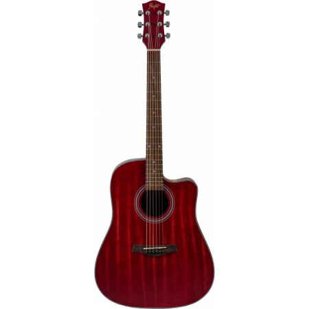 D-155C MAH RD - акустическая гитара с вырезом, цвет красный. FLIGHT