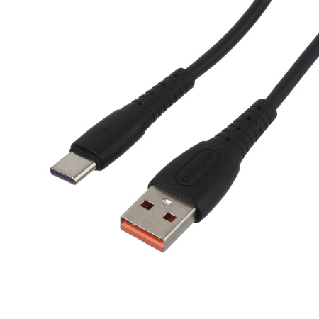 00-00022800 Кабель GP07T USB (m)-Type-C (m) 1.0м 2.4A, силикон, черный, GoPower