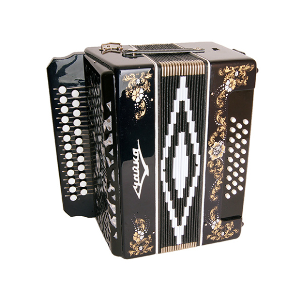 S6XL-A-BLACK Гармонь "Чайка 204" 25х25-II, черная,  в комплекте футляр, ремни, Шуйская гармонь