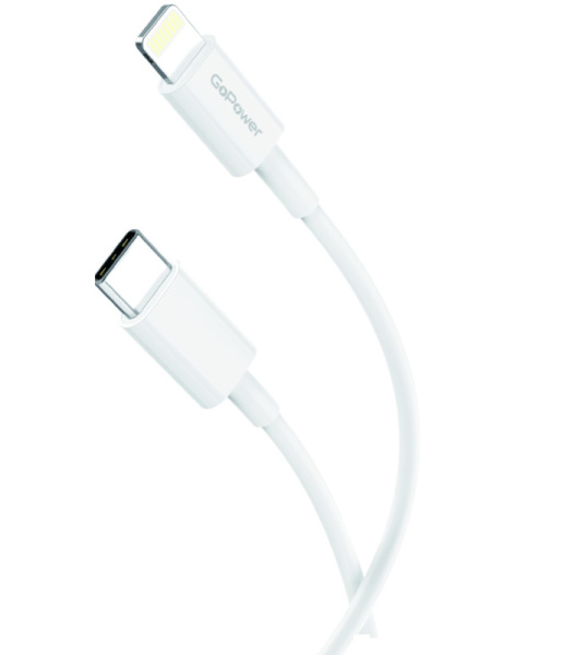 00-00022804 Кабель GP10TL Lightning (m)-Type-C (m) 1.0м, белый, GoPower