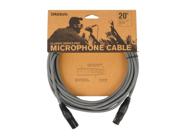 PW-CPMIC-20GY Classic Series Pro Микрофонный кабель, 6м, серый, D'Addario