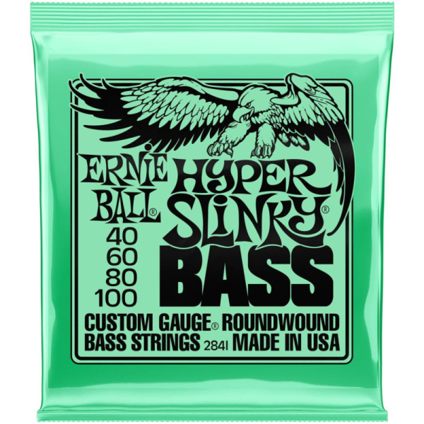 P02841 Nickel Wound Bass Hyper Slinky Комплект струн для 4-cтрунной бас-гитары (40-100), Ernie Ball