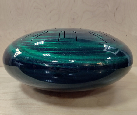 KSY.30-9DV-Em-GR Глюкофон (двутон) 30см, 9 лепест., Ми-минор, зелен., с палочками и сумкой. Kosmosky