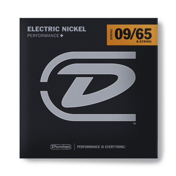 DEN0965 Комплект струн для 8-струнной электрогитары, никелированные, Light, 9-65, Dunlop