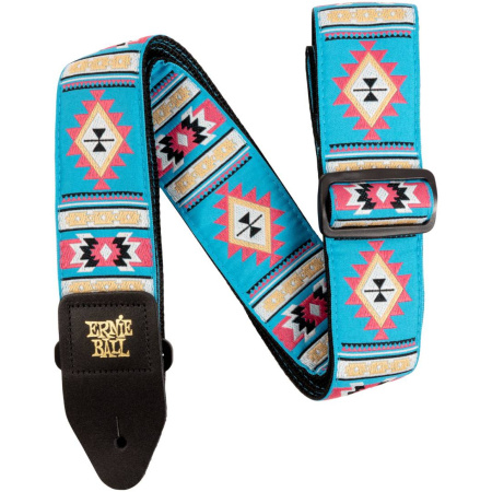 P05326 Sedona Blue Ремень для гитары, полипропилен, кожаные наконечники. ERNIE BALL