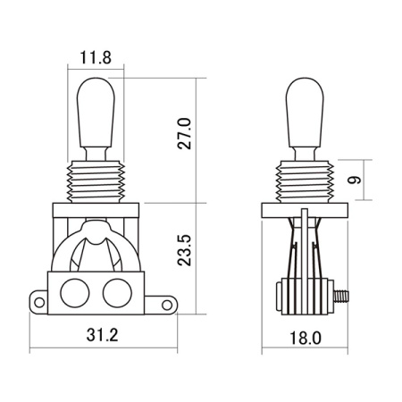 H-YM-T20G Переключатель 3-х позиционный, золотистая ручка, Hosco