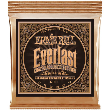 2548 Everlast Phosphor Bronze Комплект струн для акустической гитары 11-52, ERNIE BALL