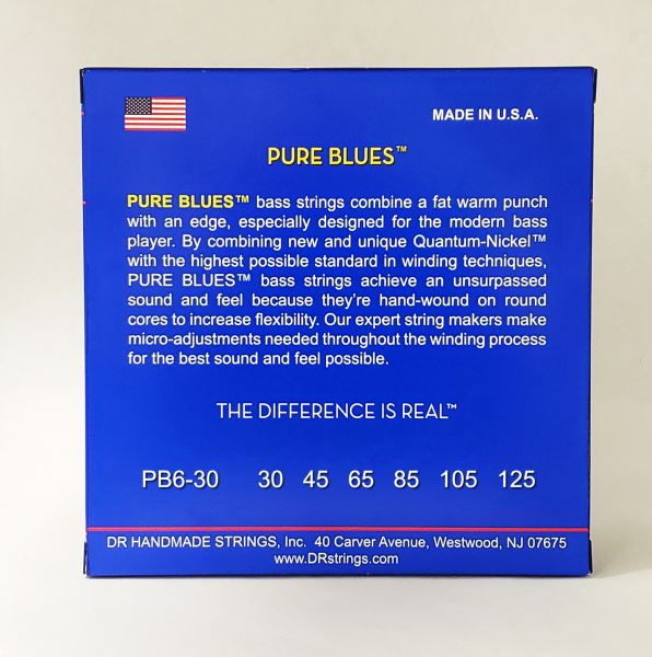 PB6-30 Pure Blues Комплект струн для бас-гитары для 6-струнной бас-гитары, никель, 30-125, DR