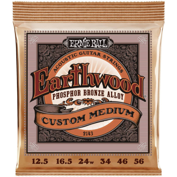 P02143 Earthwood Phosphor Bronze Комплект струн для акустической гитары, 12.5-56. Ernie Ball 