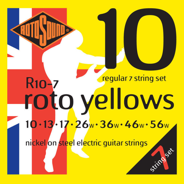 R10-7 STRINGS NICKEL REGULAR струны для 7-струнной электрогитары, никель,10-56. ROTOSOUND