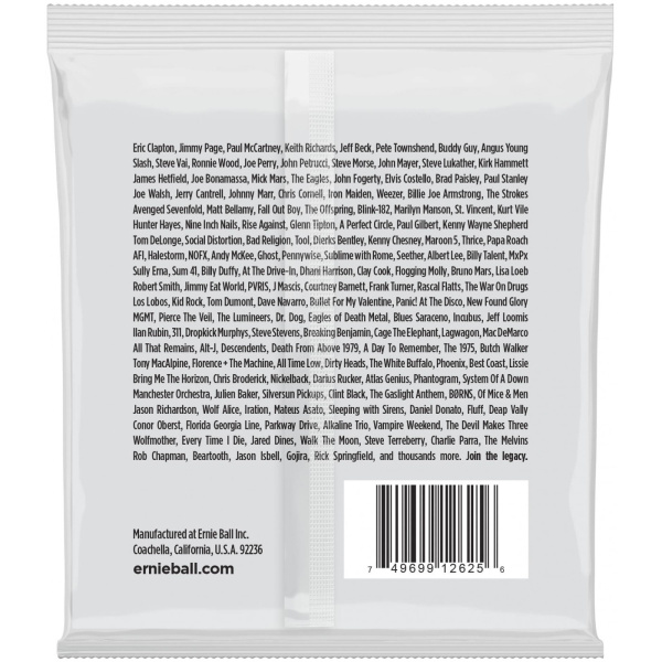 P02625 Slinky Комплект струн для 8-струнной электрогитары, никель, 10-74, Ernie Ball