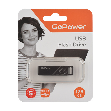 00-00025959 Titan Флеш-накопитель 128GB USB3.0, металл, черный графит, GoPower