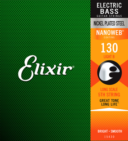 15430 NANOWEB Отдельная 5-ая струна для бас-гитары, Light B, .130, никелированная, Elixir