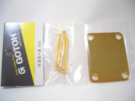 Gotoh NBS-3G, пластина для крепления грифа с саморезами, позолота (Made in Japan)