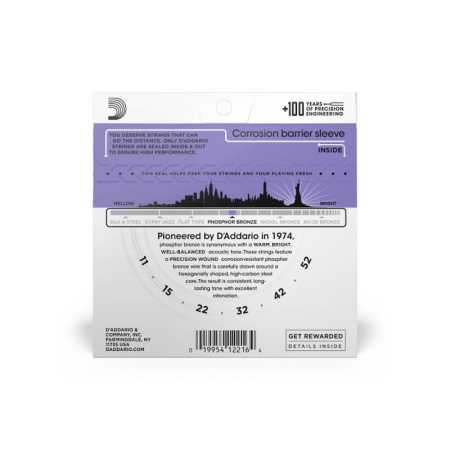 EJ26 Phosphor Bronze Струны для акустической гитары, Custom Light, 11-52, , D'Addario
