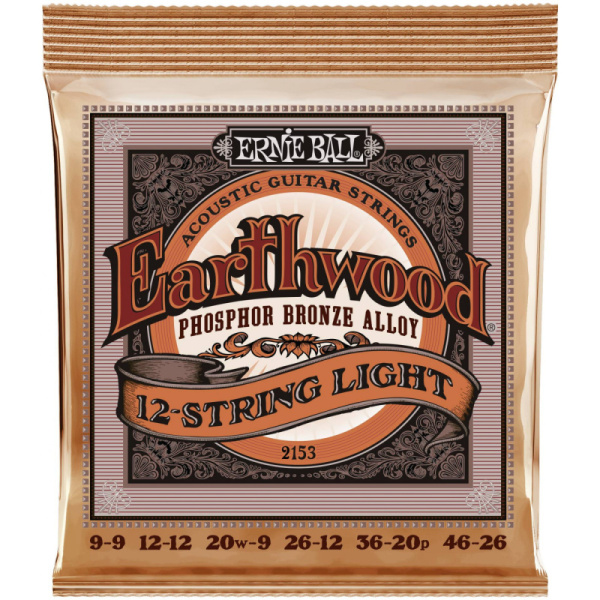 P02153 Phosphor Bronze Light Комплект струн для 12-стр. акустич. гитары, фосф.. бр. 9-46, Ernie Ball
