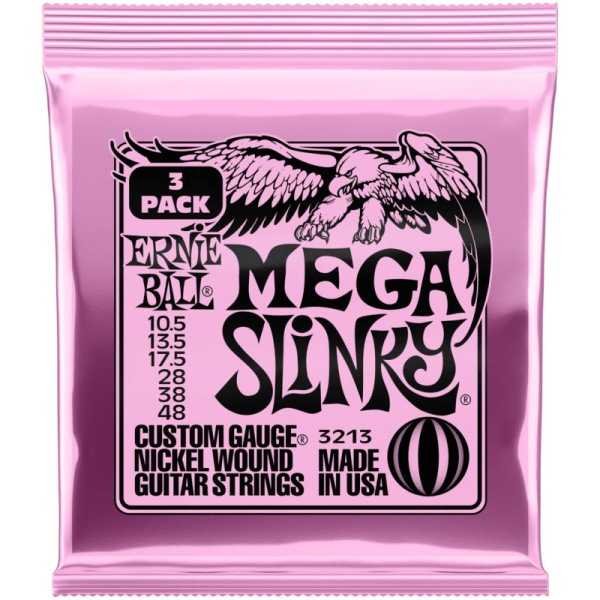 P03213 Nickel Wound Mega Slinky Набор из 3х комплектов струн для электрогитары, 10,5-48, Ernie Ball