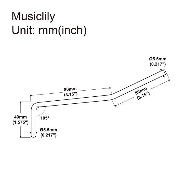 MX2207BK Рычаг тремоло Strat Style, 5.5мм, черный, Musiclily